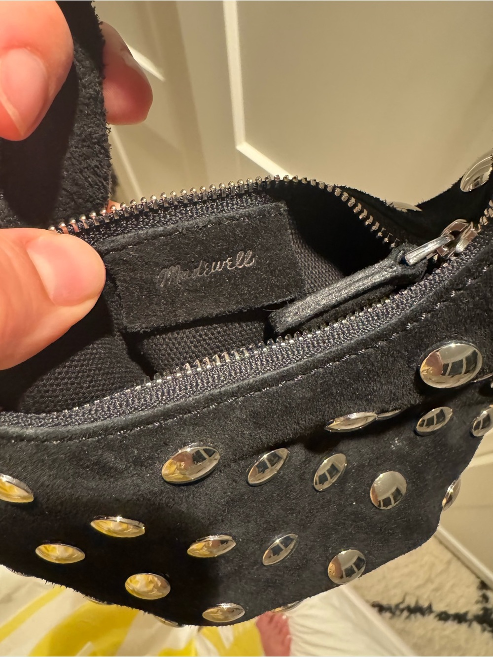 Madewell Black Suede Mini Hobo with Silver Studs - Picture 4 of 6